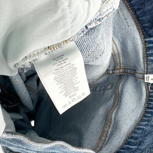 RE/DONE 90s High Rise Ankle Crop Jeans Button Fly Raw Hem Medium Wash Women's 26 - Picture 8 of 9
